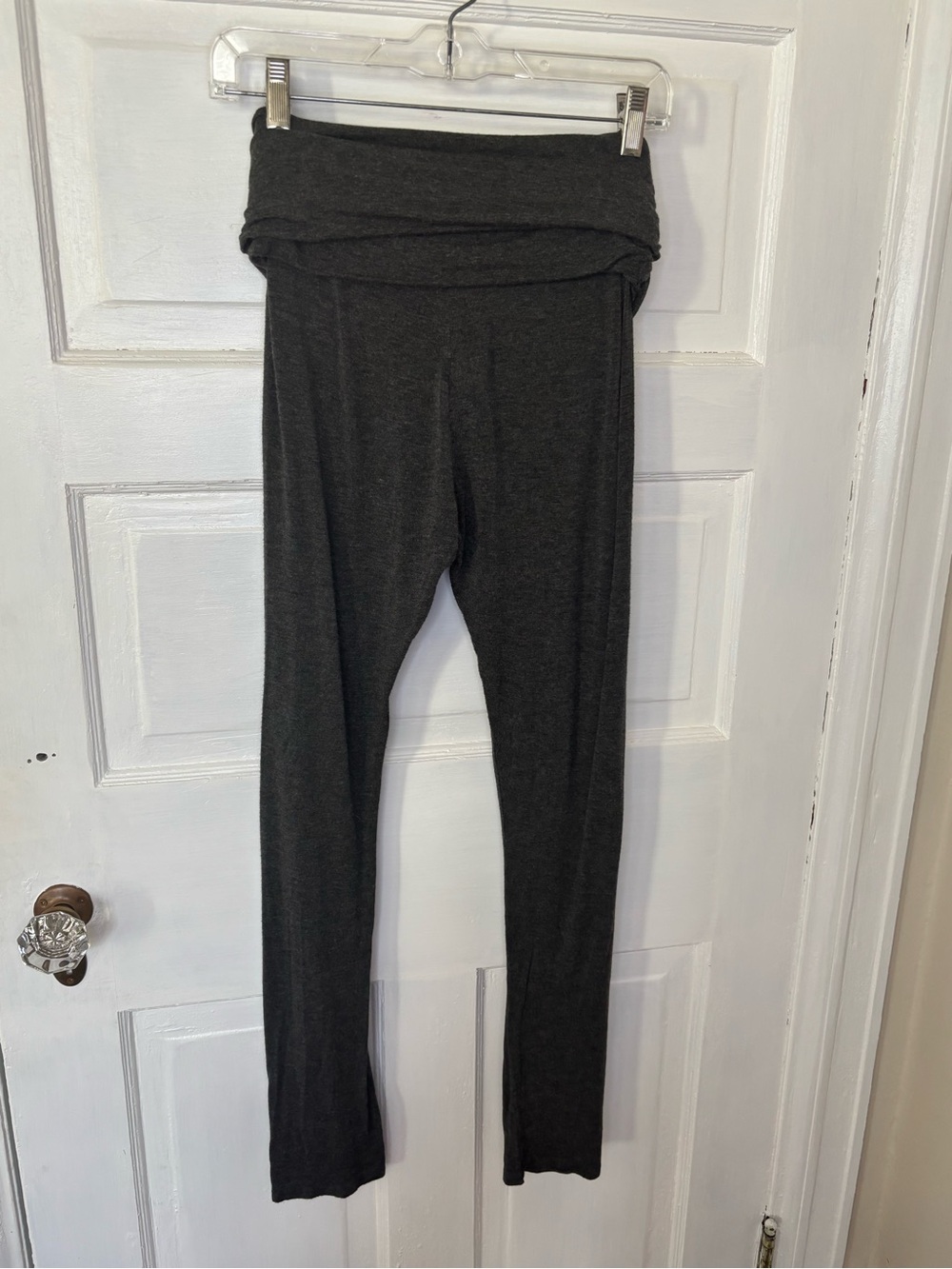 Chatoyant Fold-Over Waist Charcoal Stretch Yoga Pants